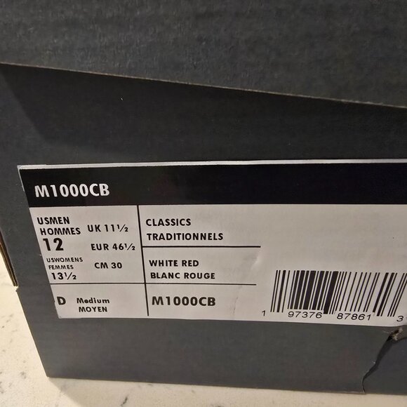 Men’s New Balance 1000 “Sea Salt” Astro Dust Size 12 White Red (M1000CB) NEW - Picture 9 of 9